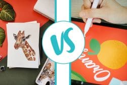 A person is drawing a giraffe on a piece of paper.